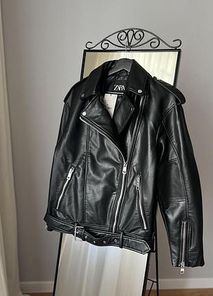 Шикарна косуха zara, кожанка, куртка авиатор, оверсайз фасон3 фото