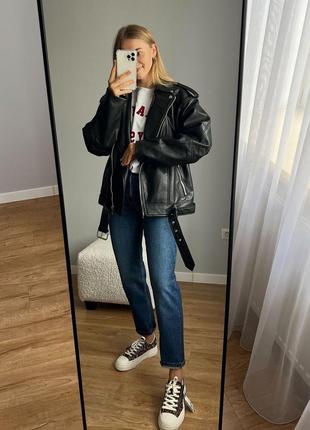 Шикарна косуха zara, кожанка, куртка авиатор, оверсайз фасон5 фото