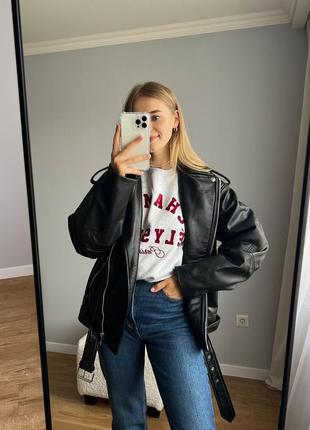 Шикарна косуха zara, кожанка, куртка авиатор, оверсайз фасон7 фото