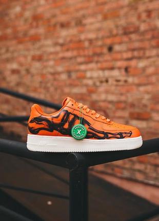 Мужские кроссовки nike air force 1 skeleton orange2 фото