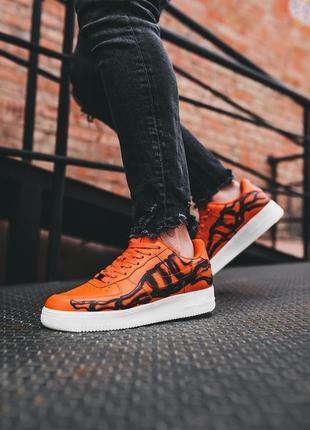 Мужские кроссовки nike air force 1 skeleton orange8 фото