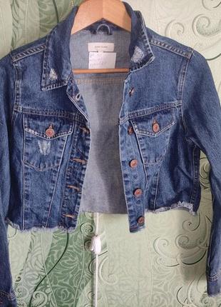 River island, uk8 стильна вкорочена джинсова куртка