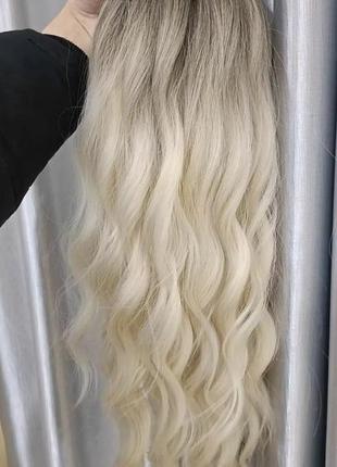 Парик белый блондинки длинный волнистый