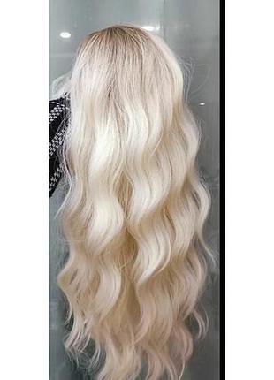 Парик белый блондинки длинный волнистый