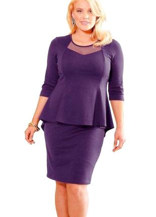 Женская трикотажное платье с баской большой размер 58-60