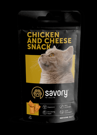 Хрумкі ласощі у формі подушечок savory для котів-гурманів, з курятиною і сиром 60г