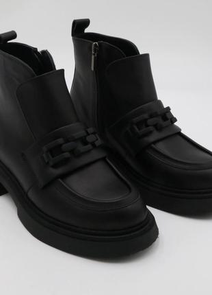 Черевики жіночі демісезонні шкіряні чорні  ilona код - (407/as-36)