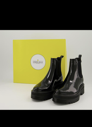 Черевики челсі платформа гумові в стилі chanel coach чорниці