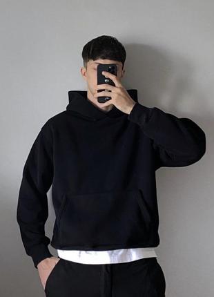 Basic black heavy oversized hoodie (худі)