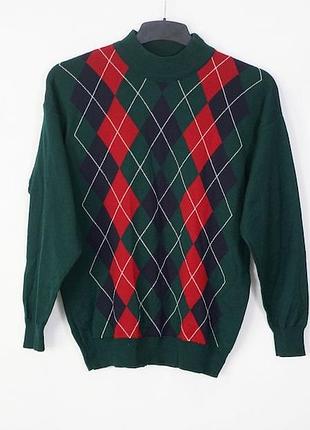 Кофта, светр, кардиган, джемпер, пуловер, зелений, геометричний принт, стильний, модний, брендовий, трендовий, класичний, вінтажний, peter hahn.