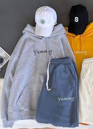 Дуже круті костюми  з накаткою yummy 😍 худі з кишенею кенгуру, штани знизу на гумці, з кишенями