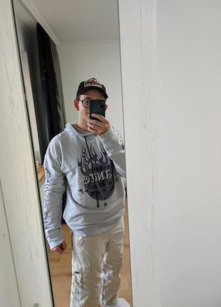 Худі кофта чоловіча сіра granted casual man, розмір m - l