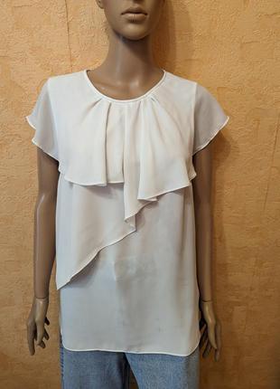 Белая блузка с воланом большой воротник7 фото