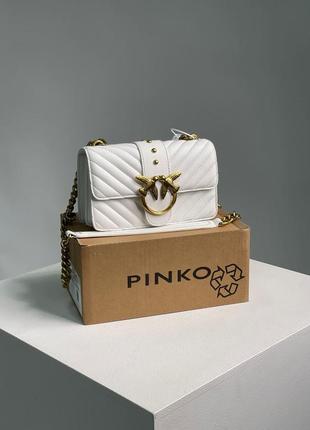 Сумка жіноча в стилі pinko mini love bag one simply puff white/gold