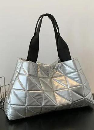 Жіноча стьобана сумка шоппер з ручками fashion | 6670-1