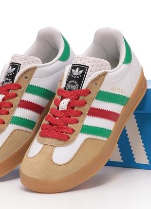 Adidas gazelle white green red, кросівки адідас жіночі, кроссовки женские адидас1 фото