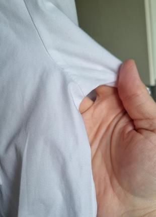 Брендова біла коротка вкорочена бавовняна сорочка блуза з коротким рукавом нагрудними великими кишенями оверсайз oversize asos7 фото