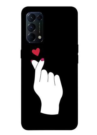 Чехол с принтом на оппо рено 5 4джи сердце в руке / чехол с принтом на oppo reno 5 4g