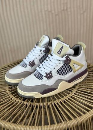 Жіночі кросівки nike jordan 4 / найк аір джордан білі бежеві спортивні, демісезонні, взуття на літо, осінь, весну / женские кроссовки