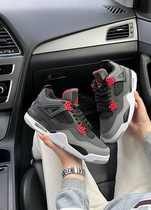 Мужские кроссовки jordan 4 retro infrared / найк джордан демисезонные на весну, лето, осень / мужественные кроссовки спортивные