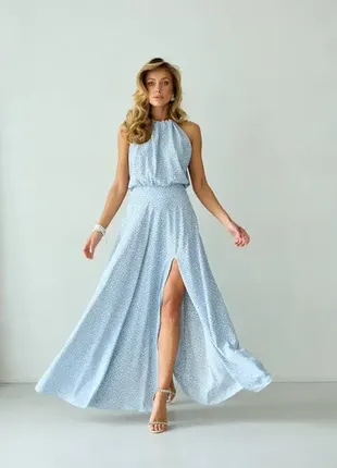 Сукня «кристалл» бавовна 100%  estilo diani максі розріз 4 кольори7 фото