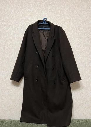 Пальто шерстяное шоколадного цвета asos oversize