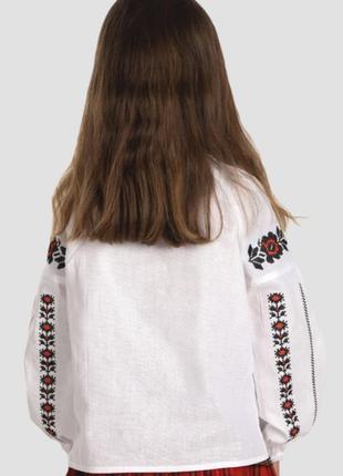Вышиванка белая для девочки с длинным рукавом3 фото