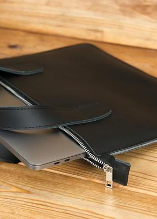 Кожаный чехол для macbook дизайн №43,натуральная кожа grand, цвет черный1 фото