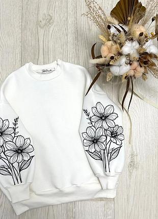 Стильный теплый свитшот для девочек