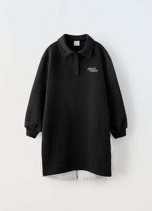 Комбинированное платье свитшот zara 9-10 лет (134-140 см)