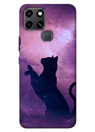 Чохол з принтом на інфінікс смарт 6 кіт і метелик / чохол з принтом на infinix smart 6