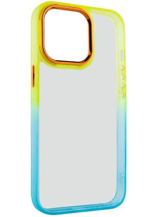 Прозрачный чехол с градиентом на iphone 14 pro max бирюзовый / прозрачный чехол с градиентом на айфон 14 про