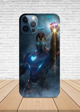 Матовый чехол iphone 13 pro max железный человек с принтом