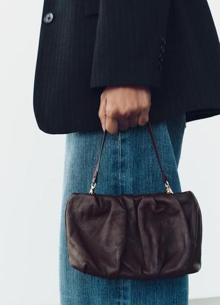 Коричнева шкіряна сумка жіноча zara new