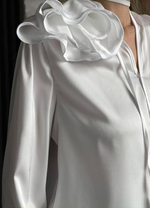 Трендова шовкова блузка з трояндою2 фото