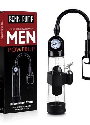 Вакуумная помпа для пениса с вибрацией boss series: powerpump master vibrating - black&clear