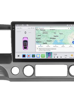 Штатна магнітола lesko для honda civic viii рестайлінг 2008-2012 екран 10" 4/64 qled carplay 4g wi-fi gps 360