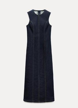 Синее джинсовое платье женская zara new
