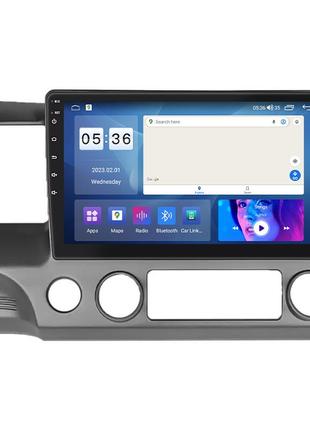 Штатна магнітола lesko для honda civic viii рестайлінг 2008-2012 екран 10" 4/64gb carplay 4g wi-fi gps prime