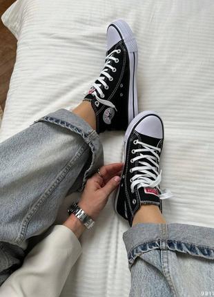 Текстильные высокие кеды на платформе8 фото