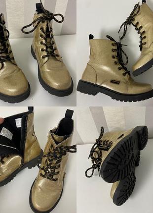 Vingino золотые сапоги/ботинки 20,5 см стелька 31 размер. осень/весна