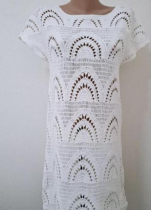 В'язана біла  коротка сукня monsoon ажурна