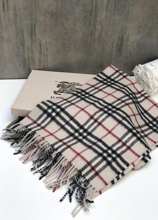 Барбері класичний кремовий кашеміровий шарф в клітку vintage check