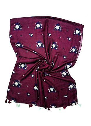 Жіночий класичний шарф палантин з бантиками. натуральний бавовняний турецький м'який шарф