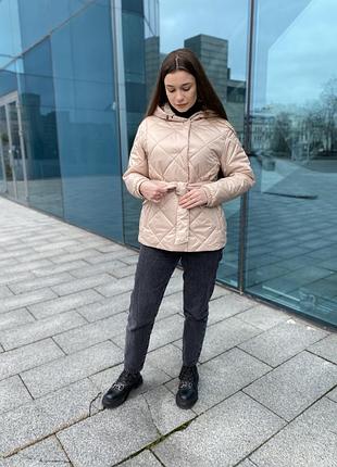 Жіноча стьобана куртка, жіноча куртка весна/осінь, куртка на запах з поясом