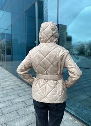 Жіноча стьобана куртка, жіноча куртка весна/осінь, куртка на запах з поясом