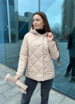 Жіноча стьобана куртка, жіноча куртка весна/осінь, куртка на запах з поясом