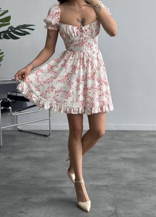 Міні сукня сарафан штапель квітковий принт9 фото