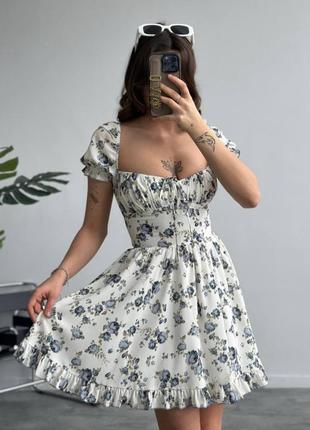 Міні сукня сарафан штапель квітковий принт2 фото