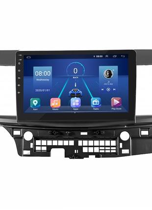 Штатная магнитола lesko для mitsubishi lancer x 2007-2010 экран 10" 6/128gb 4g wi-fi gps top